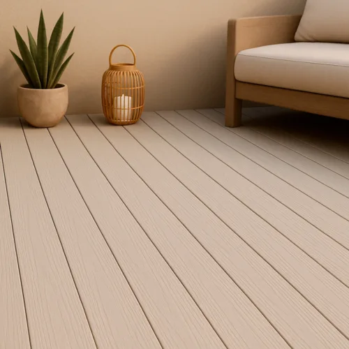 Harte flooring deck wpc coextrusion beigeod mockup