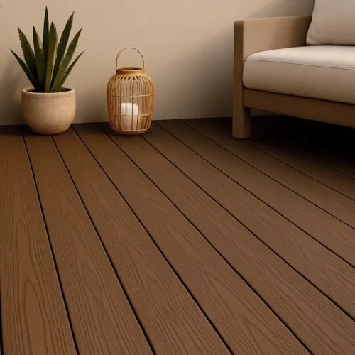 Harte flooring deck wpc coextrusion marroncacaood mockup