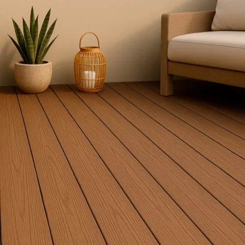 Harte flooring deck wpc coextrusion marronclarood mockup