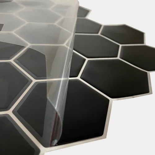 Harteflooring stickers3d hexagonal negro protector gris.webp
